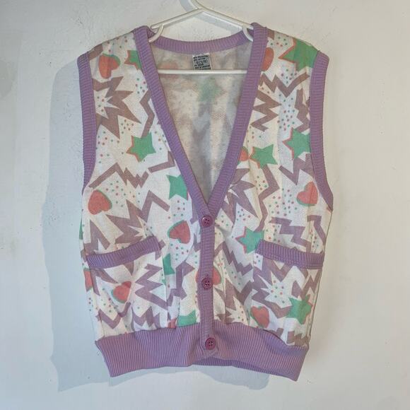 Vintage 90’s Children’s Multicolored‎ Busy Vest Sweater SZ 7-8 - Picture 1 of 5